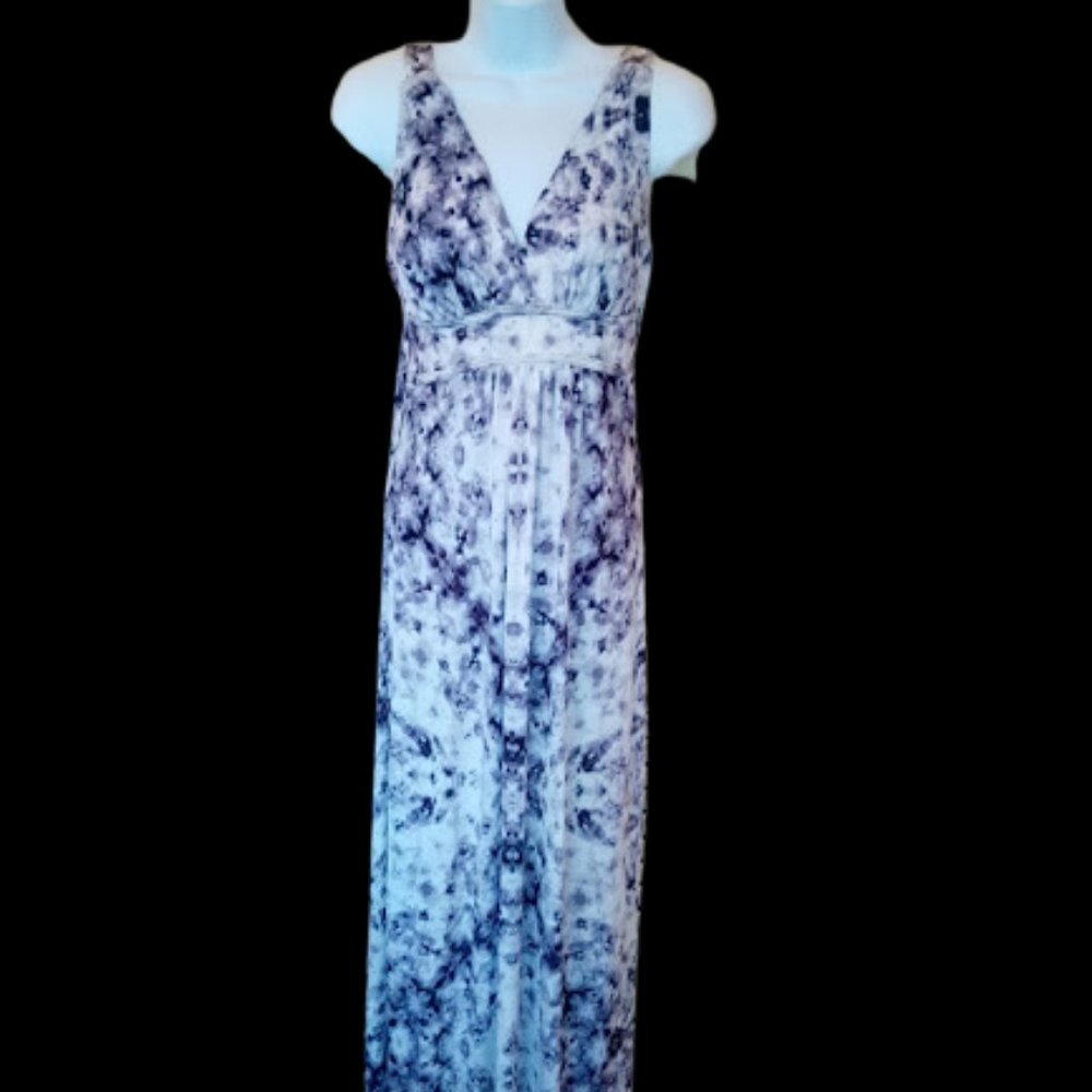 Maxi length Empire Waist Printed Dress Size Small